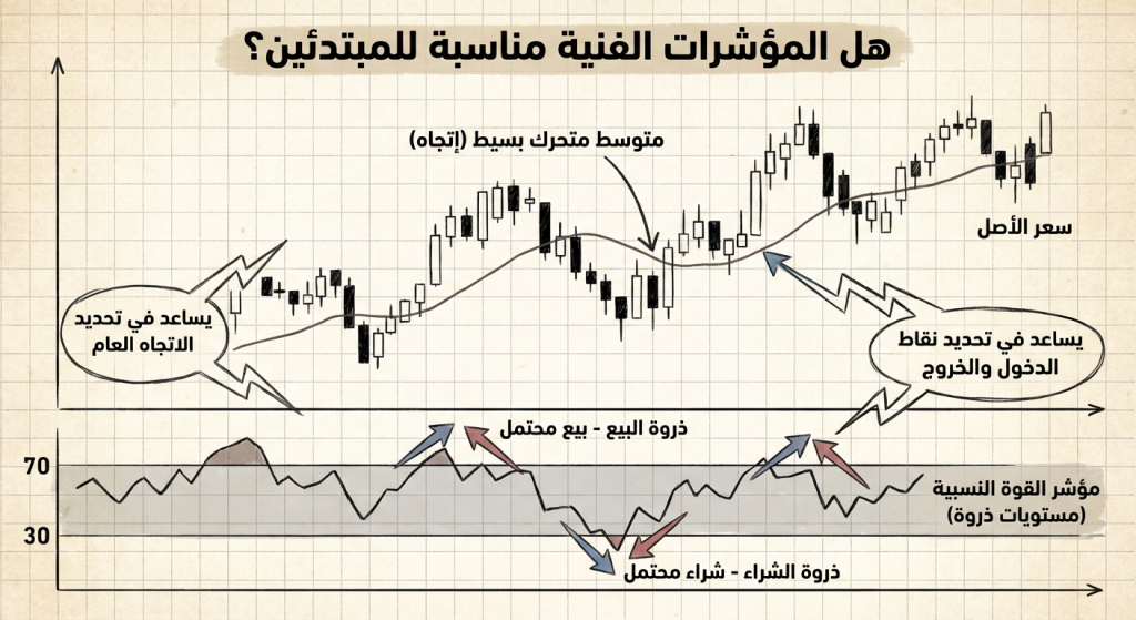 هل المؤشرات الفنية مناسبة للمبتدئين؟