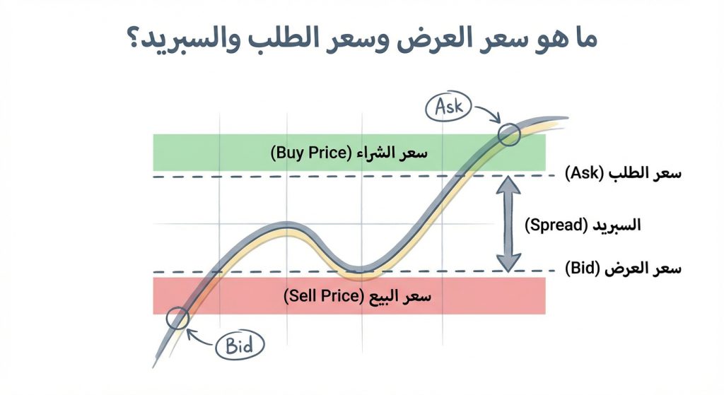 ما هو سعر العرض وسعر الطلب والسبريد (Bid, Ask, Spread)؟