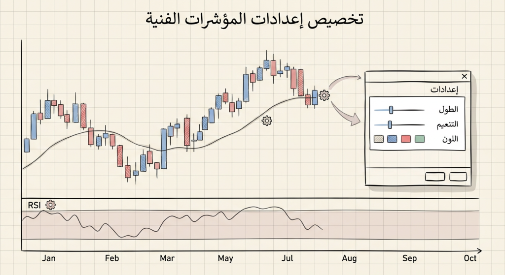 هل يمكن تخصيص إعدادات المؤشرات الفنية؟