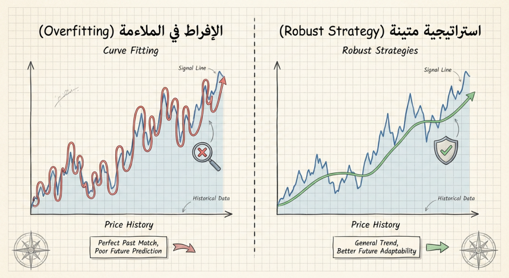 ما هو الإفراط في الملاءمة مقابل الاستراتيجيات المتينة (Curve Fitting vs Robust
Strategies)؟