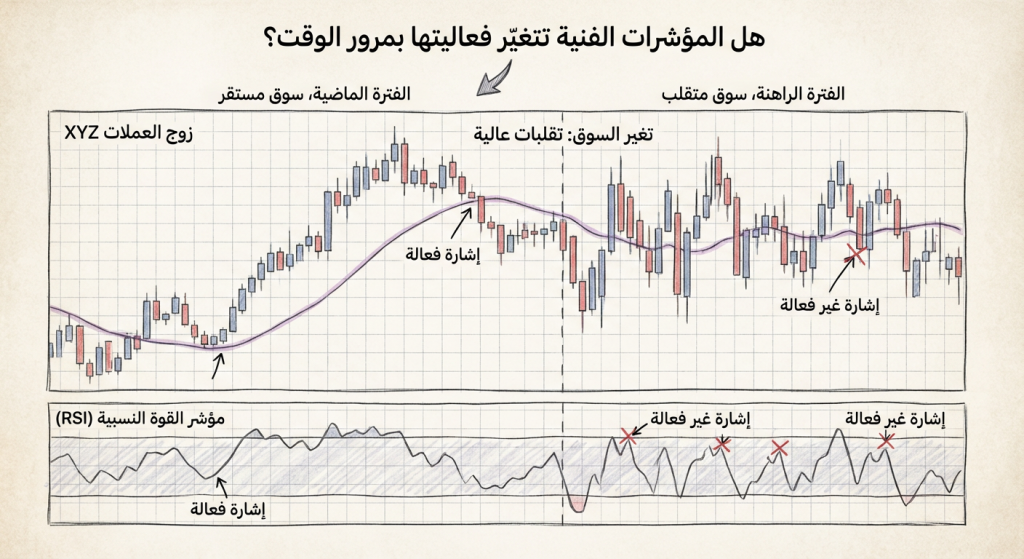 هل المؤشرات الفنية تتغير فعاليتها بمرور الوقت؟