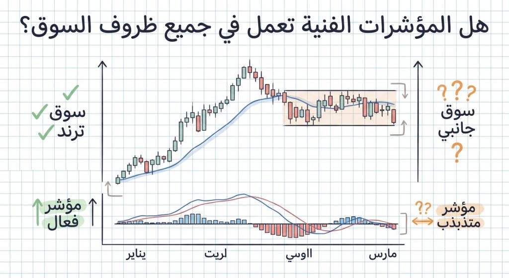 هل المؤشرات الفنية تعمل في جميع ظروف السوق؟