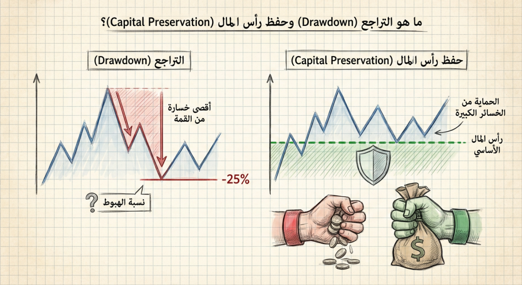 ما هو التراجع (Drawdown) وحفظ رأس المال (Capital Preservation)؟