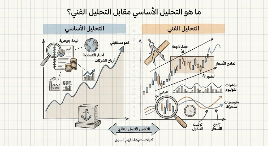 ما هو التحليل الأساسي مقابل التحليل الفني (Fundamental vs Technical Analysis)؟