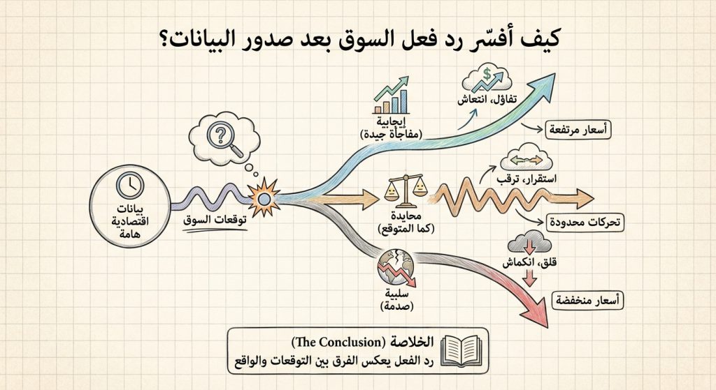كيف أفسّر رد فعل السوق بعد صدور البيانات؟