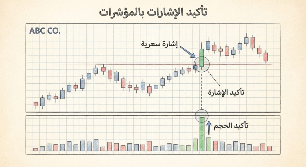 كيف أستخدم المؤشرات الفنية لتأكيد الإشارات؟