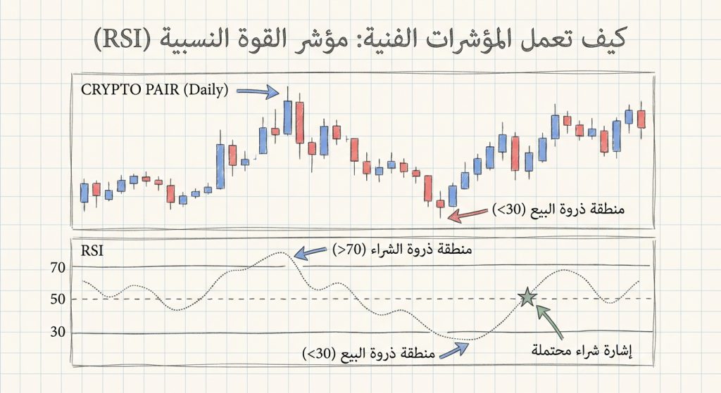 كيف تعمل المؤشرات الفنية في سوق الكريبتو؟