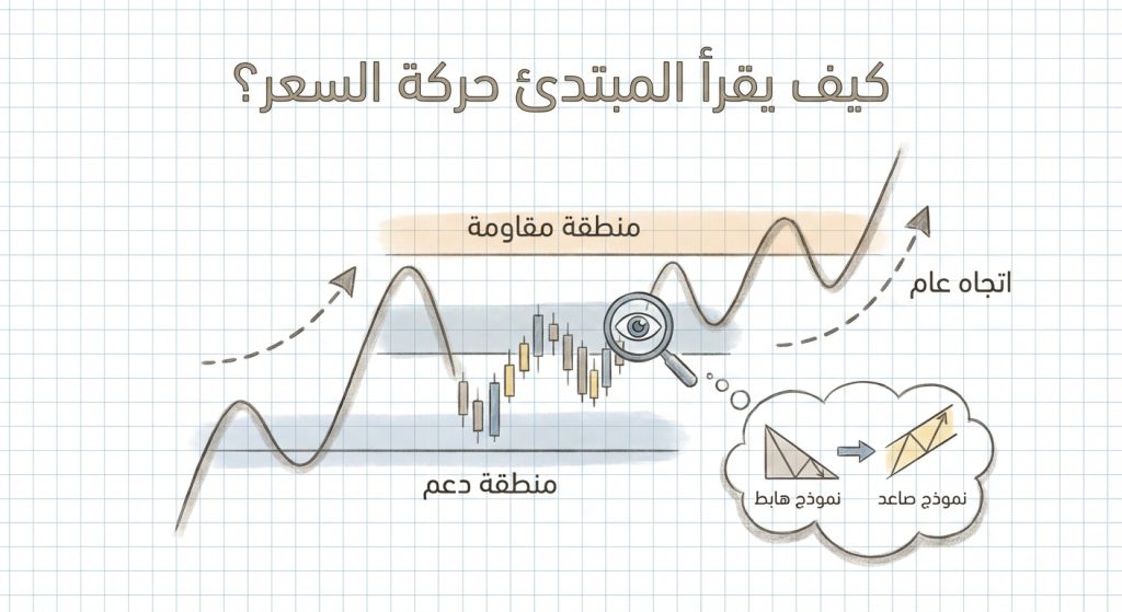 كيف يقرأ المبتدئ حركة السعر؟