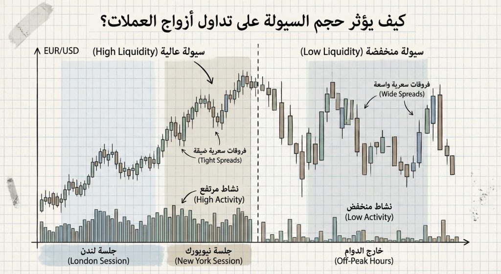 كيف يؤثر حجم السيولة على تداول أزواج العملات؟