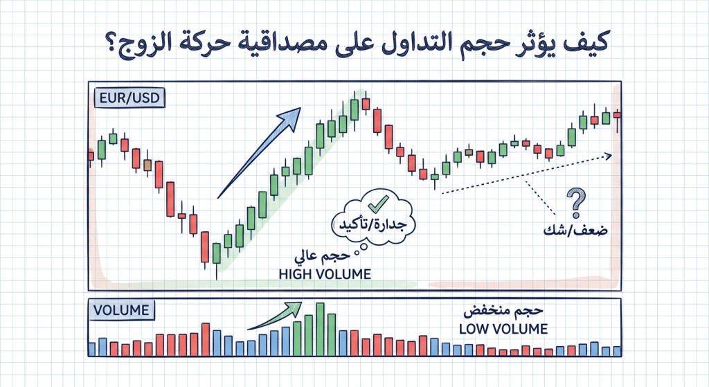 كيف يؤثر حجم التداول على مصداقية حركة الزوج؟