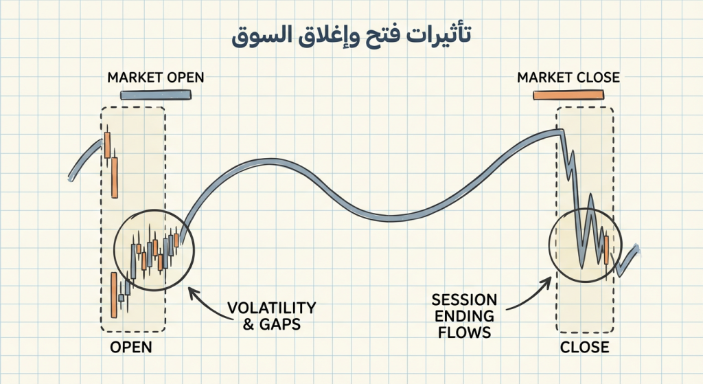 ما هي تأثيرات فتح وإغلاق السوق (Market Open and Close Effects)؟