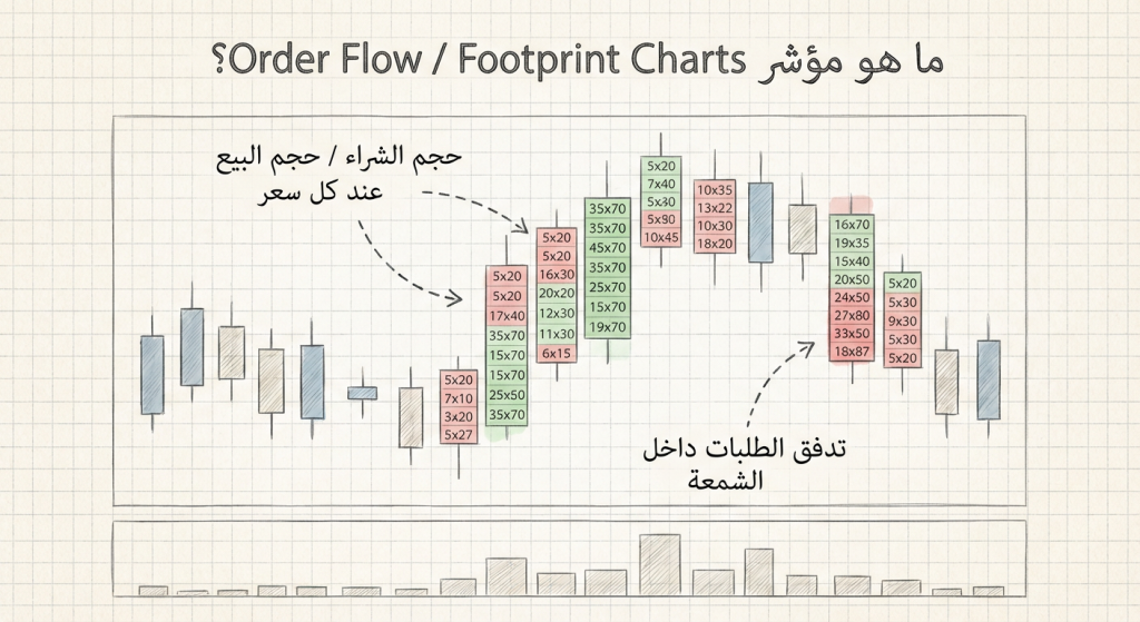 ما هو مؤشر Order Flow / Footprint Charts؟