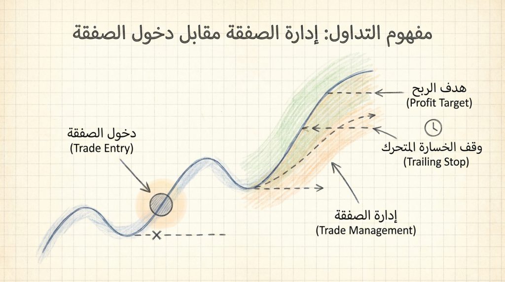 ما هي إدارة الصفقة مقابل دخول الصفقة (Trade Management vs Trade Entry)؟