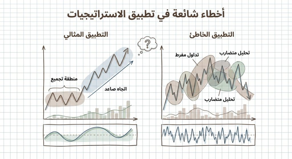 ما الأخطاء الشائعة عند تطبيق استراتيجيات التداول؟