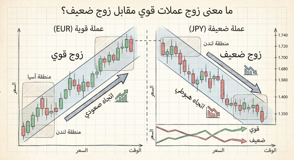 ما معنى زوج عملات قوي مقابل زوج ضعيف؟