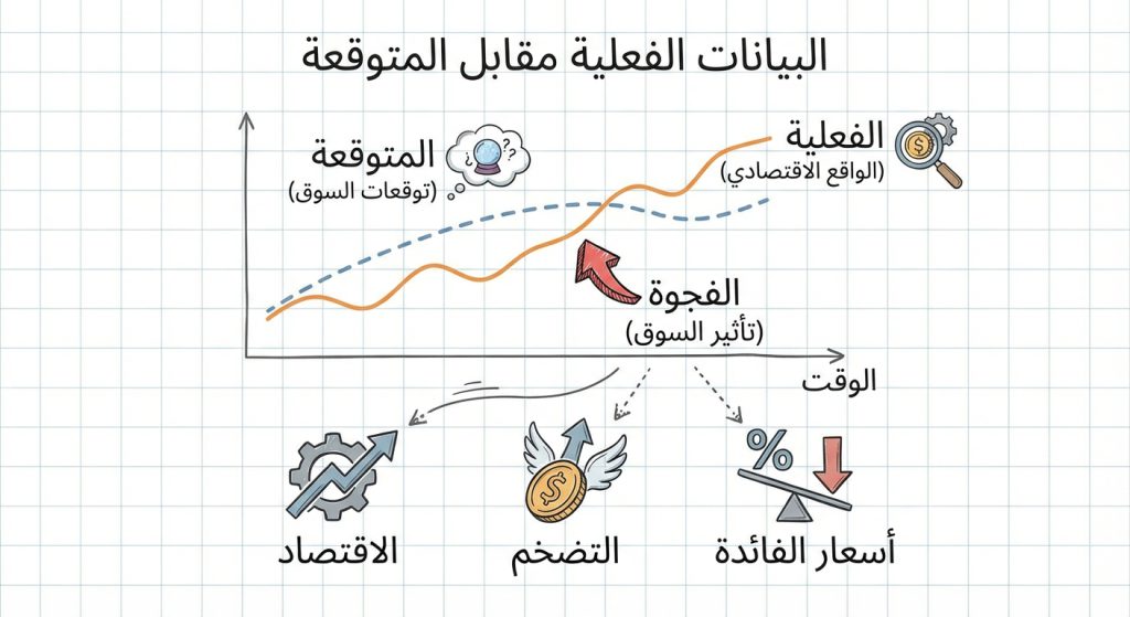 ما الفرق بين البيانات الفعلية والمتوقعة؟