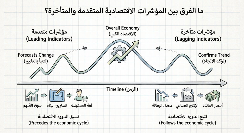 ما الفرق بين المؤشرات الاقتصادية المتقدمة والمتأخرة؟