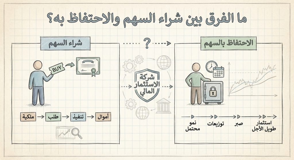 ما الفرق بين شراء السهم والاحتفاظ به؟