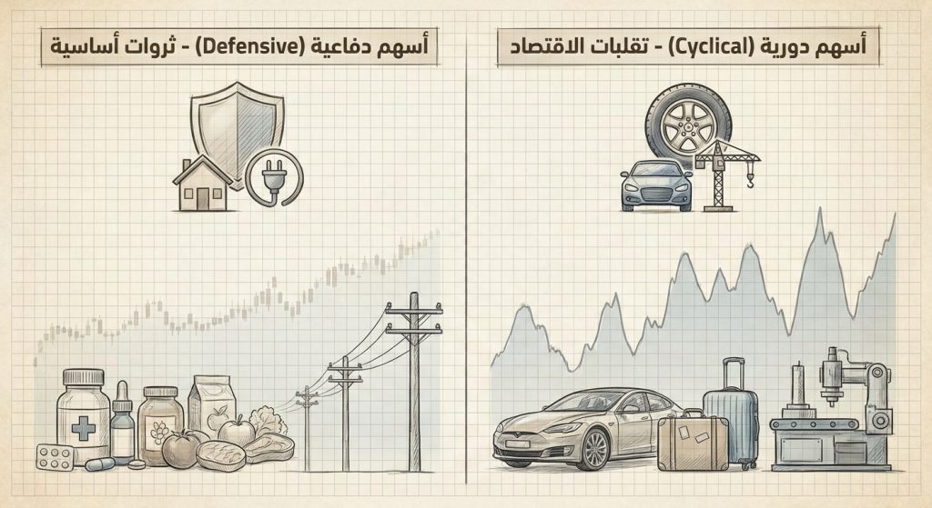 ما الفرق بين الأسهم الدفاعية والدورية؟