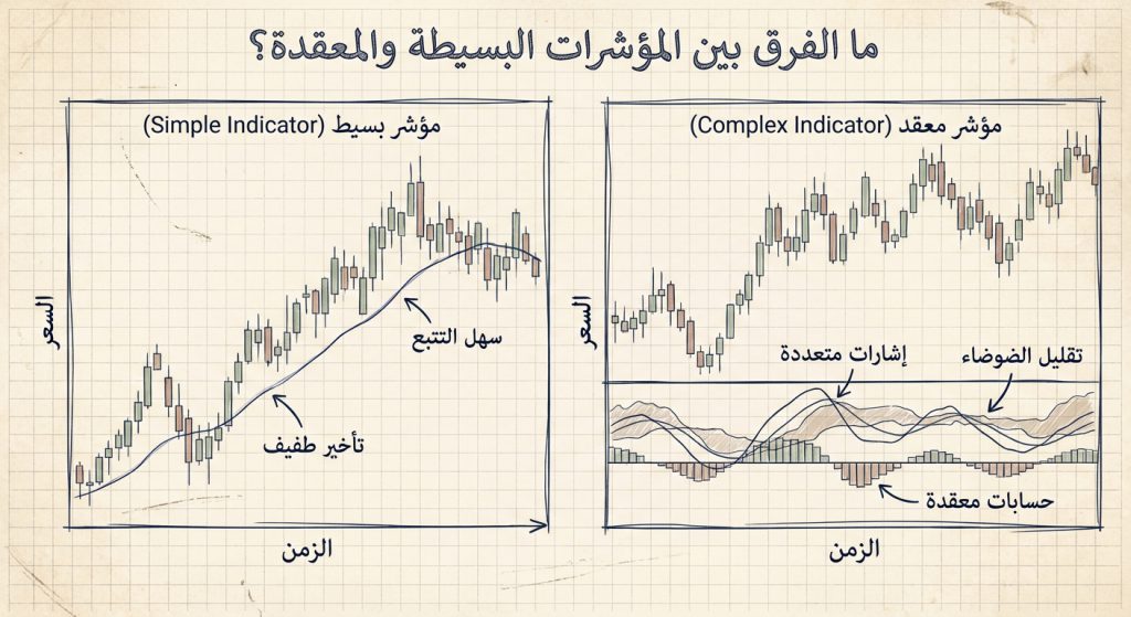 ما الفرق بين المؤشرات البسيطة والمعقدة؟