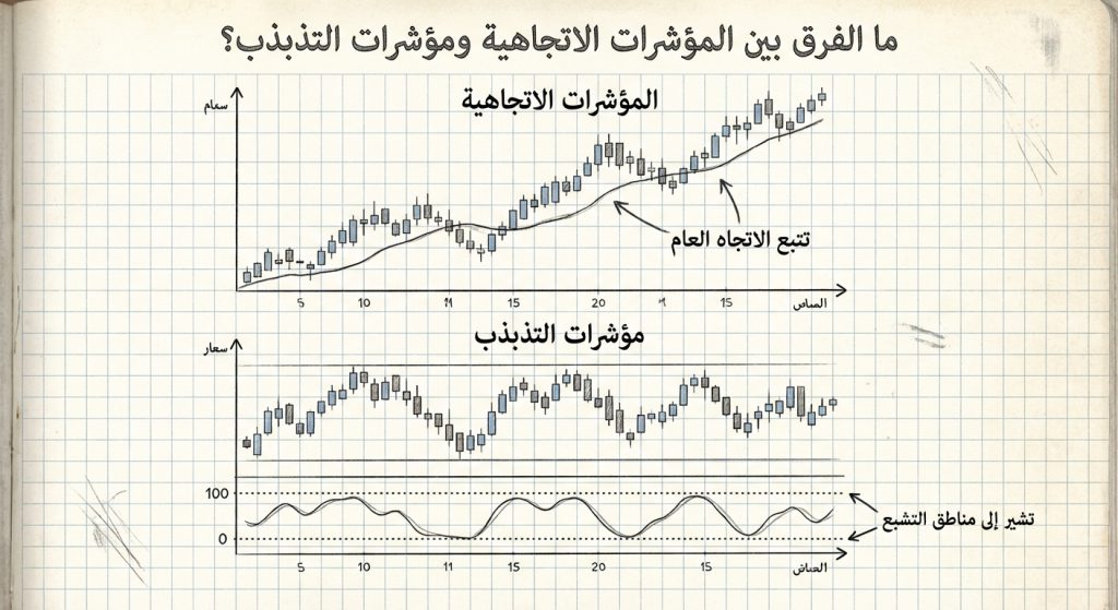 ما الفرق بين المؤشرات الاتجاهية ومؤشرات التذبذب؟