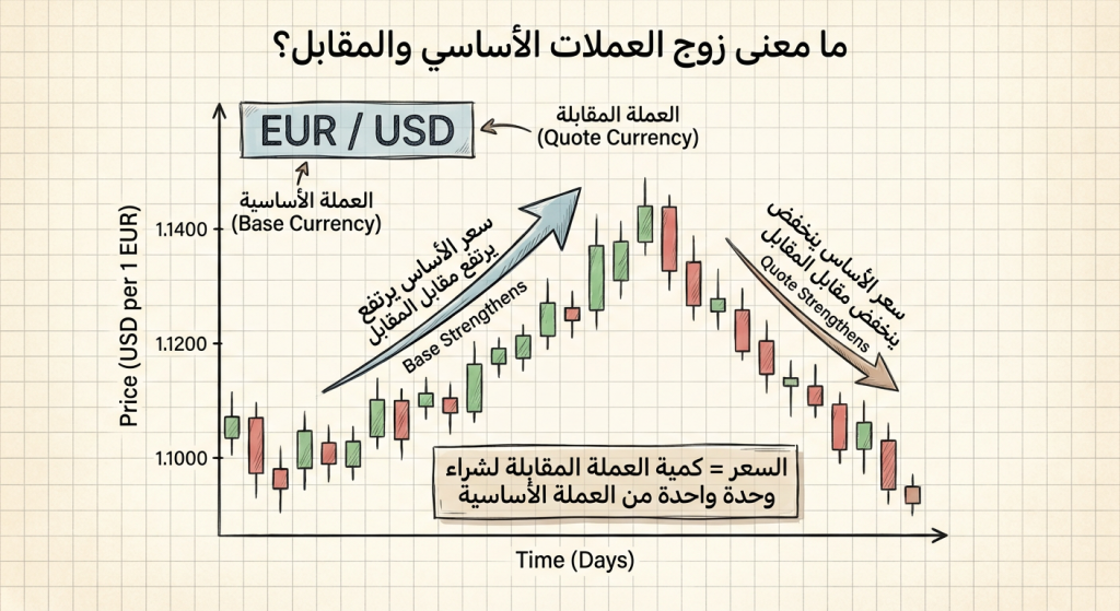 ما معنى زوج العملات الأساسي والمقابل؟