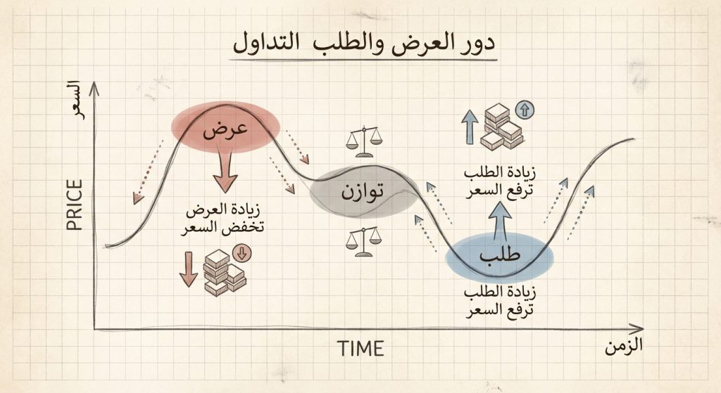ما دور العرض والطلب في التداول؟