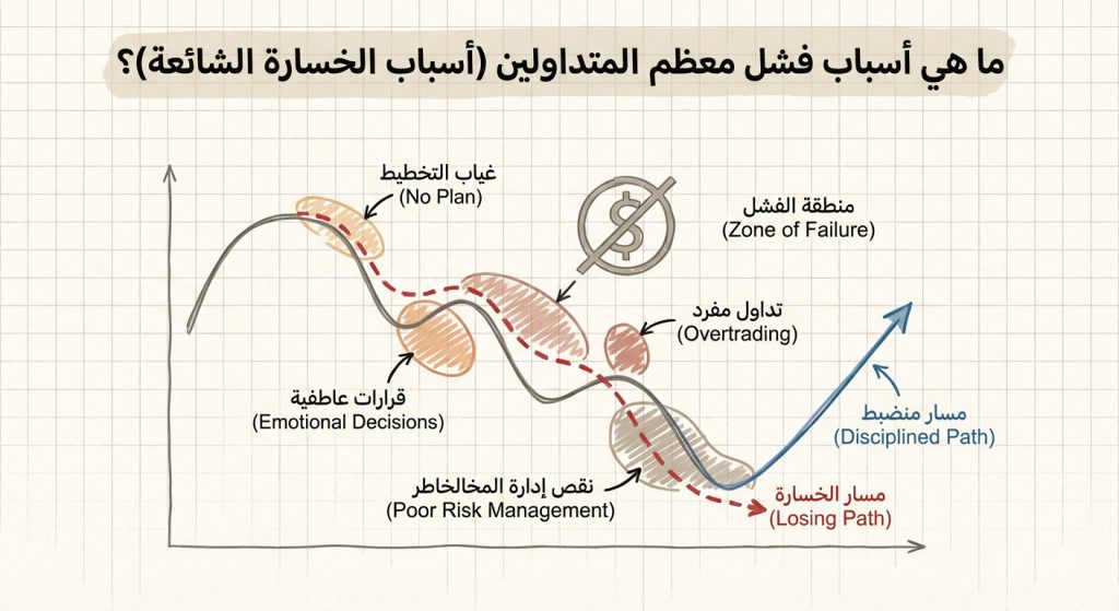ما هي أسباب فشل معظم المتداولين (Why Most Traders Lose)؟